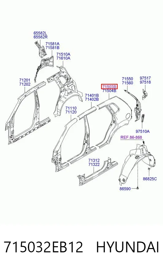 Крило заднє ліве 715032EB12 Hyundai/Kia