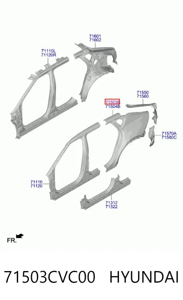 Крило заднє ліве 71503CVC00 Hyundai/Kia