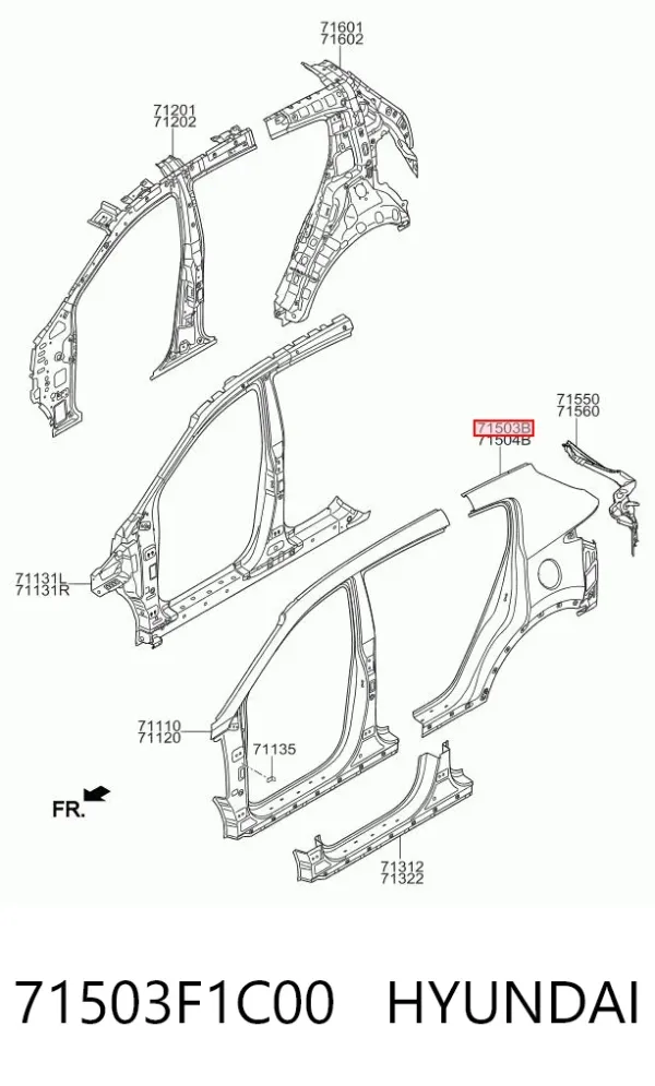 Крило заднє ліве 71503F1C00 Hyundai/Kia