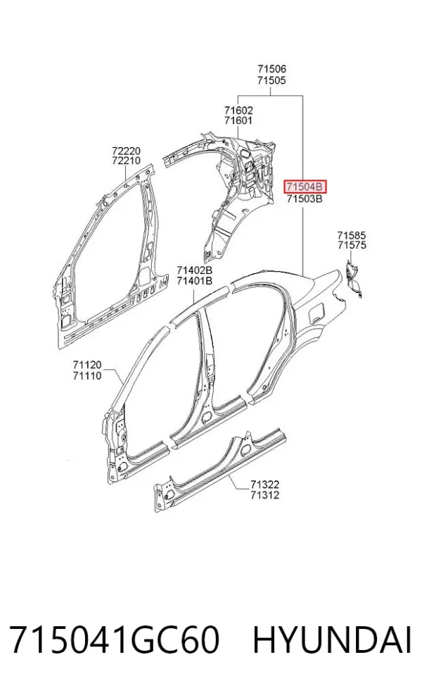 Крило заднє праве 715041GC60 Hyundai/Kia