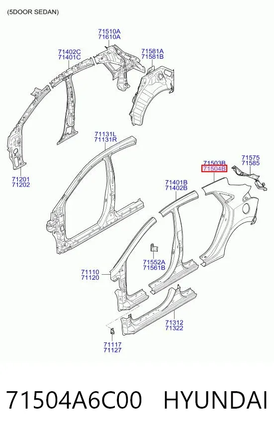 Крило заднє праве 71504A6C00 Hyundai/Kia