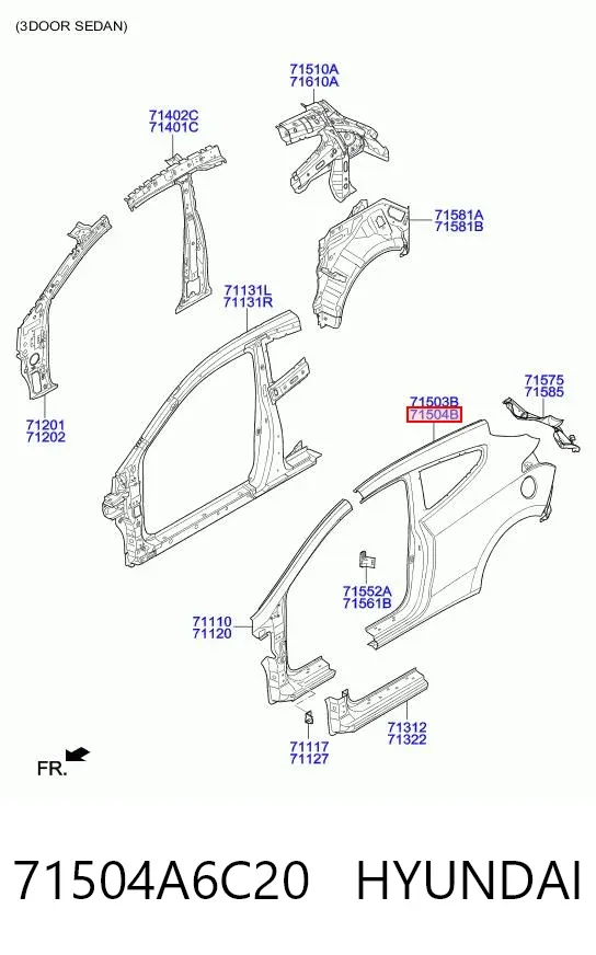 Крило заднє праве 71504A6C20 Hyundai/Kia