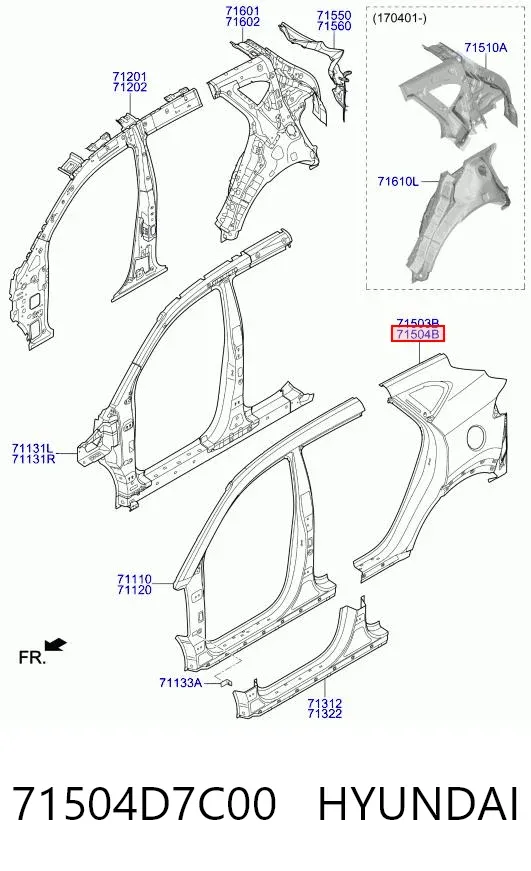 Крило заднє праве 71504D7C00 Hyundai/Kia