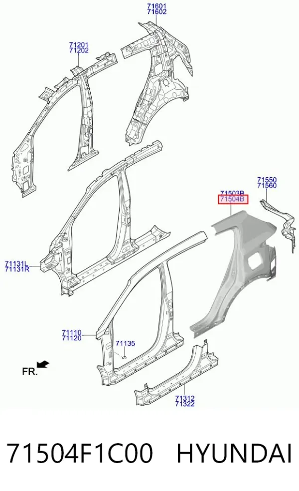 Крило заднє праве 71504F1C00 Hyundai/Kia