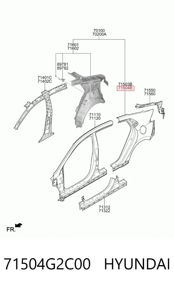 Крило заднє праве 71504G2C00 Hyundai/Kia