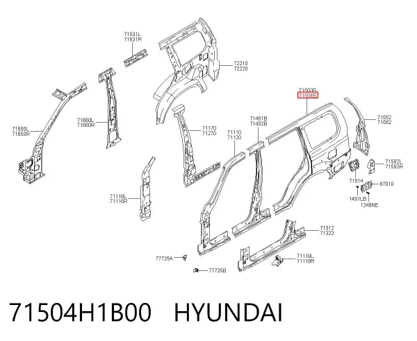 Крило заднє праве 71504H1B00 Hyundai/Kia