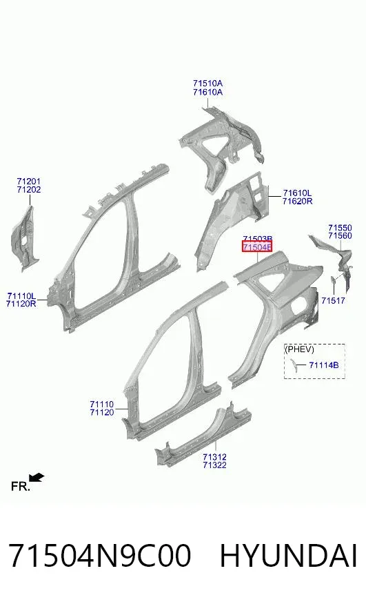 Крило заднє праве 71504N9C00 Hyundai/Kia