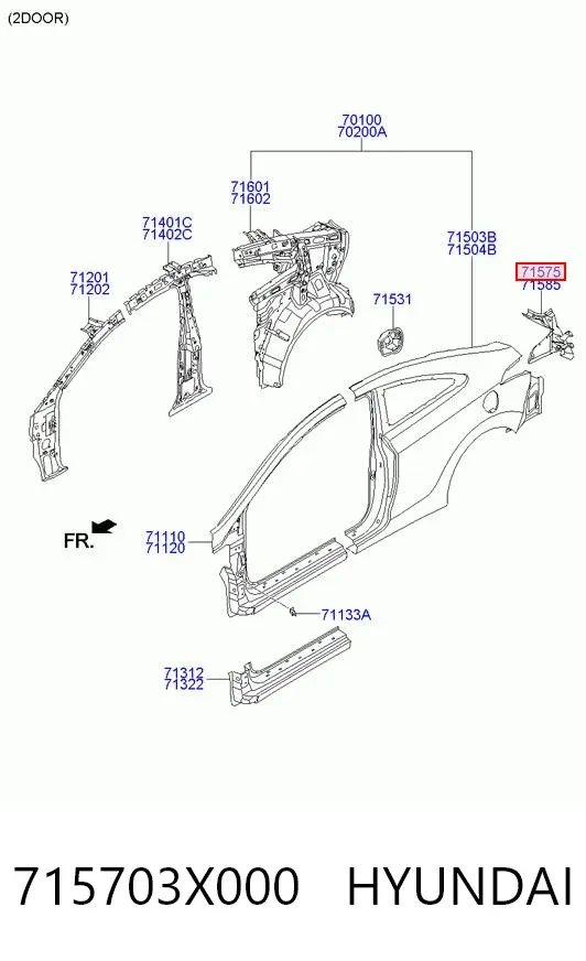 Панель кріплення задніх ліхтарів 715703X000 Hyundai/Kia