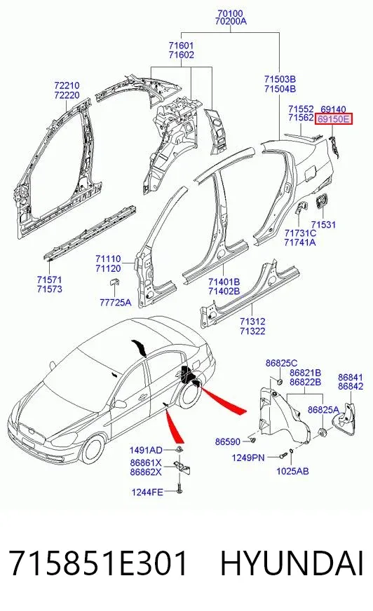 Панель кріплення задніх ліхтарів 715851E301 Hyundai/Kia
