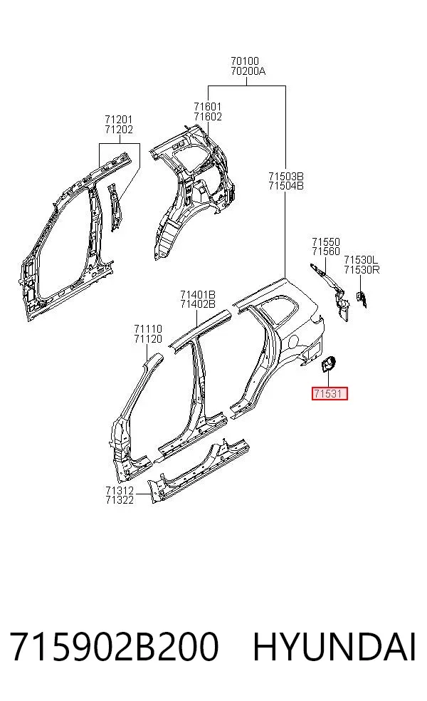 Горловина паливного бака 715902B200 Hyundai/Kia