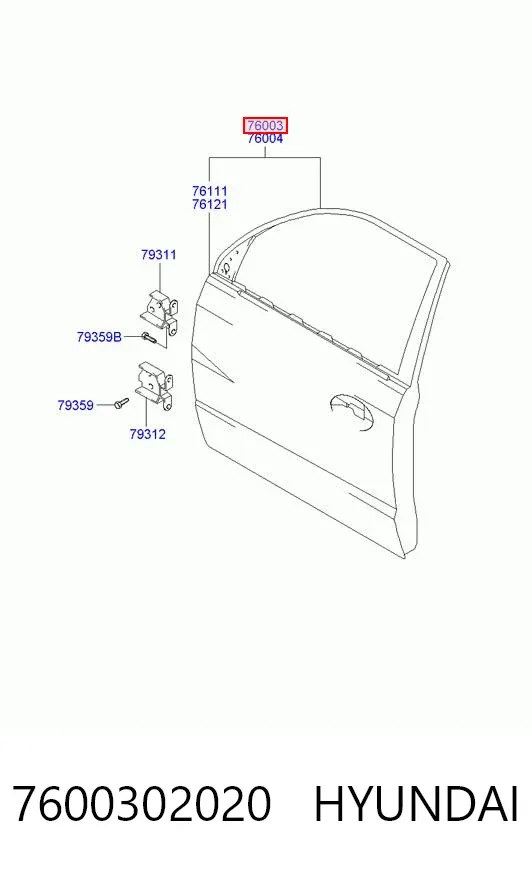 Двері передні ліві 7600302020 Hyundai/Kia