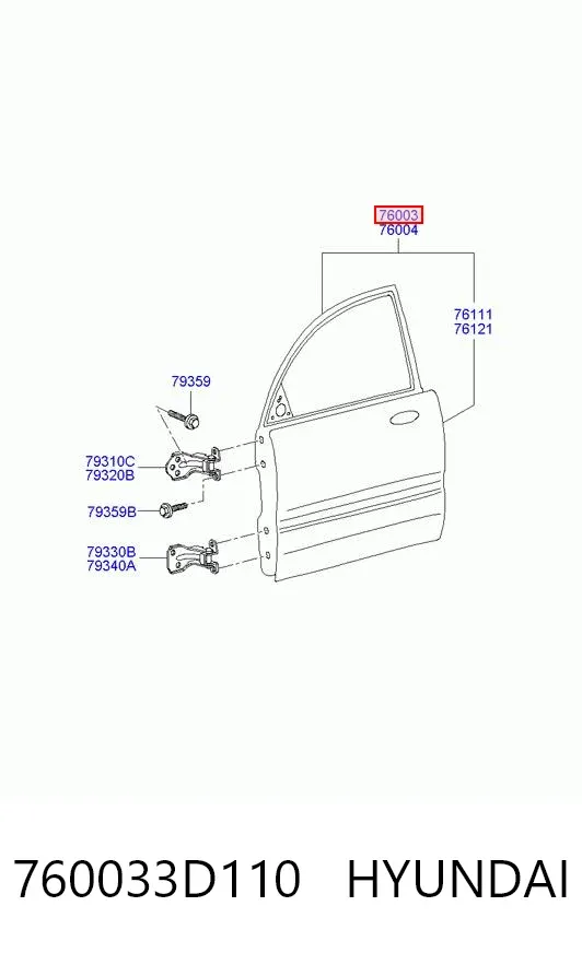 Двері передні ліві 760033D110 Hyundai/Kia