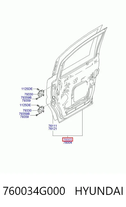 Двері передні ліві 760034G000 Hyundai/Kia