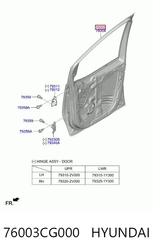 Двері передні ліві 76003CG000 Hyundai/Kia