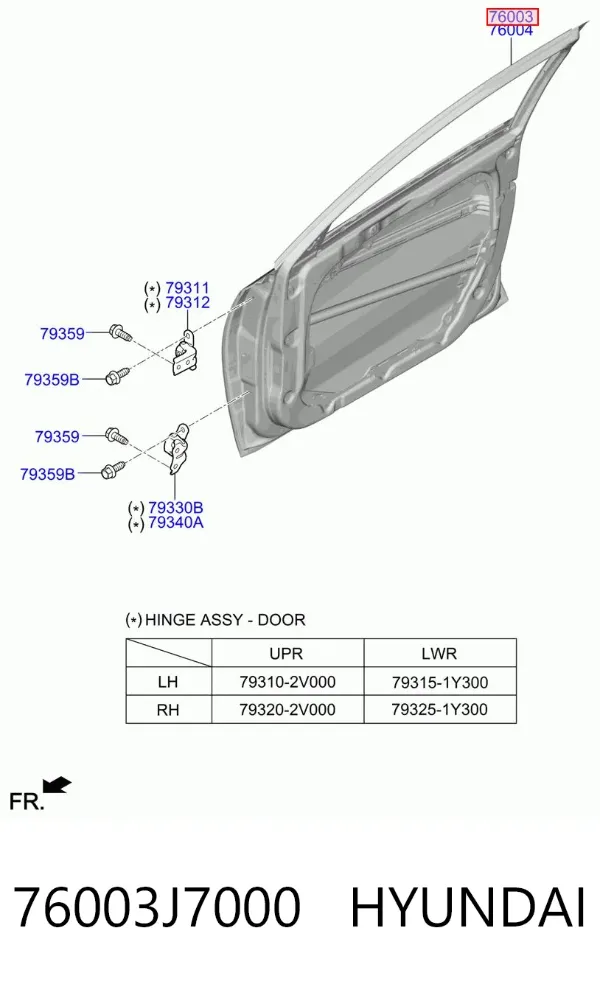Двері передні ліві 76003J7000 Hyundai/Kia