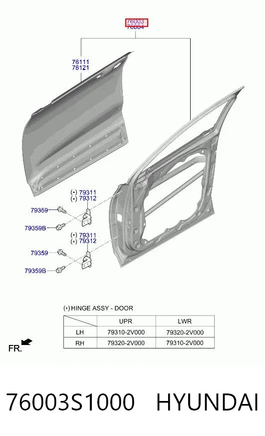 Двері передні ліві 76003S1000 Hyundai/Kia