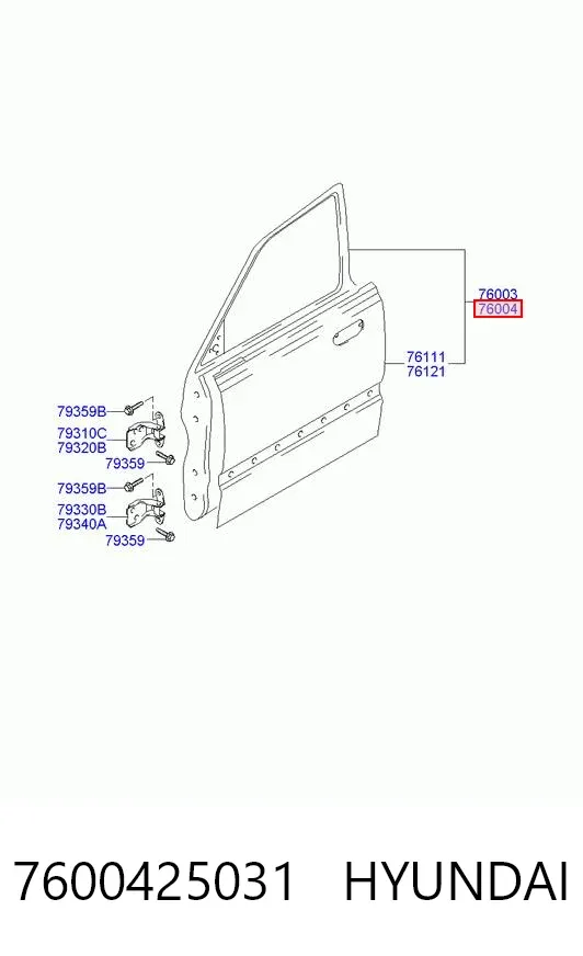 Двері праві передні 7600425031 Hyundai/Kia