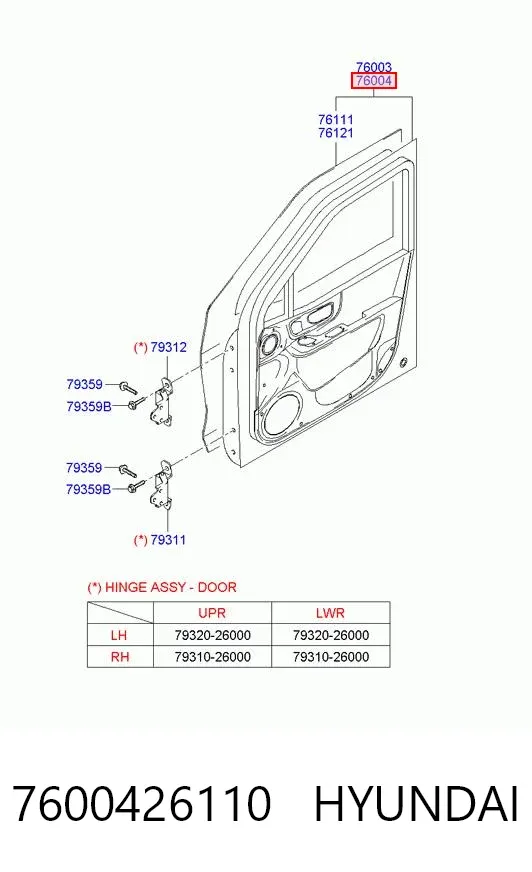 Двері праві передні 7600426110 Hyundai/Kia