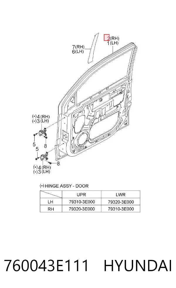 Двері праві передні 760043E111 Hyundai/Kia