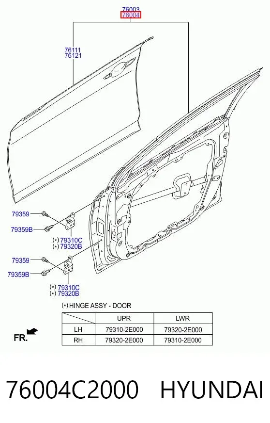 Двері праві передні 76004C2000 Hyundai/Kia