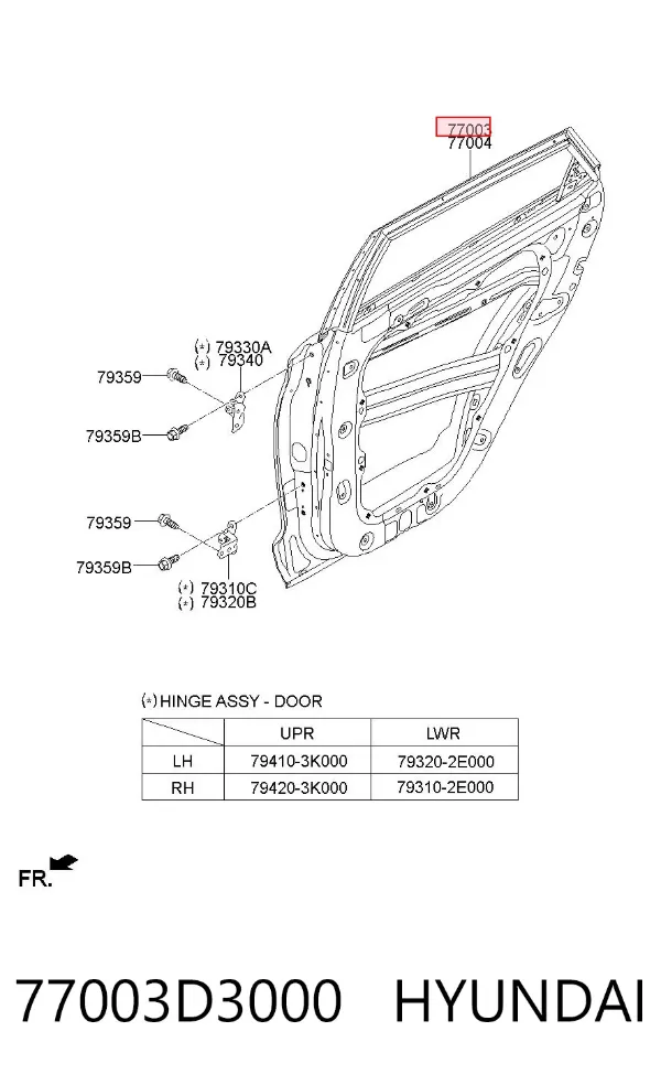 Двері задні, ліві 77003D3000 Hyundai/Kia
