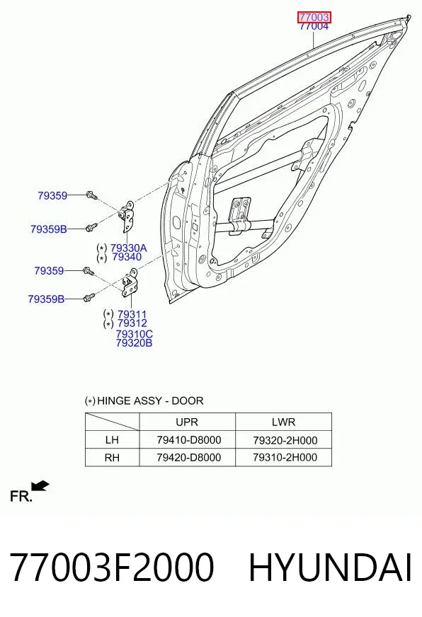 Двері задні, ліві 77003F2000 Hyundai/Kia