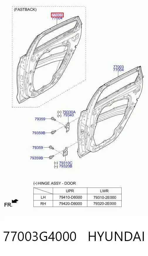 Двері задні, ліві 77003G4000 Hyundai/Kia