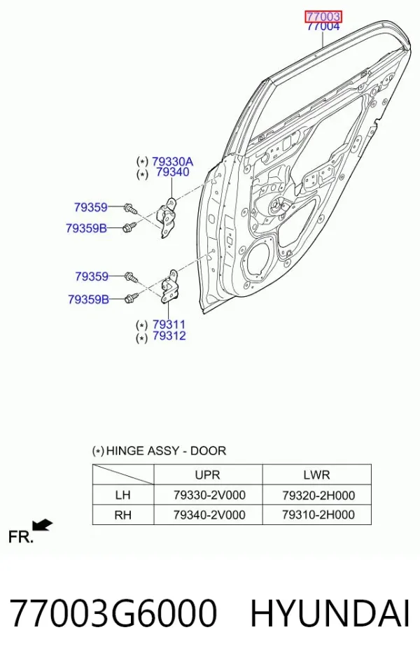 Двері задні, ліві 77003G6000 Hyundai/Kia