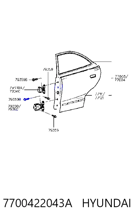 Двері задні, праві 7700422043A Hyundai/Kia
