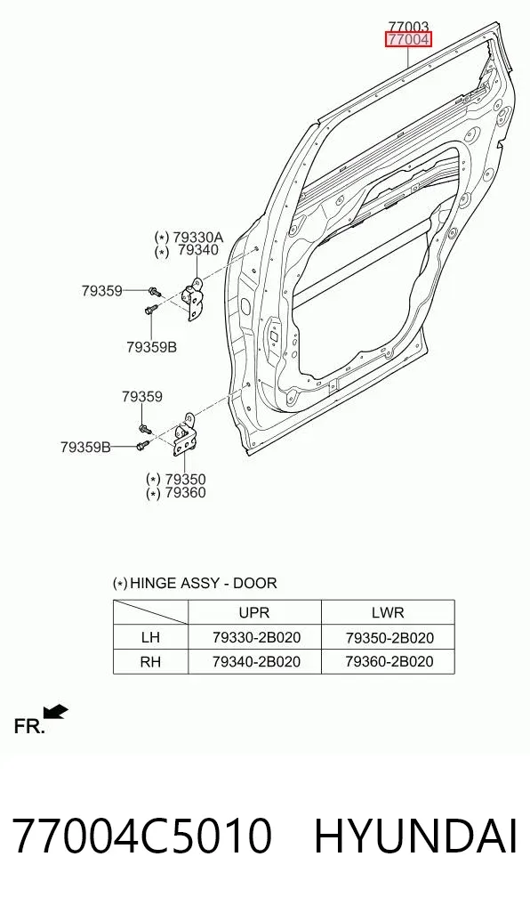 Двері задні, праві 77004C5010 Hyundai/Kia