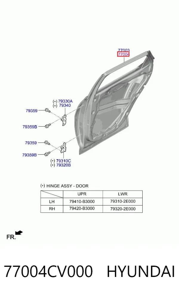 Двері задні, праві 77004CV000 Hyundai/Kia