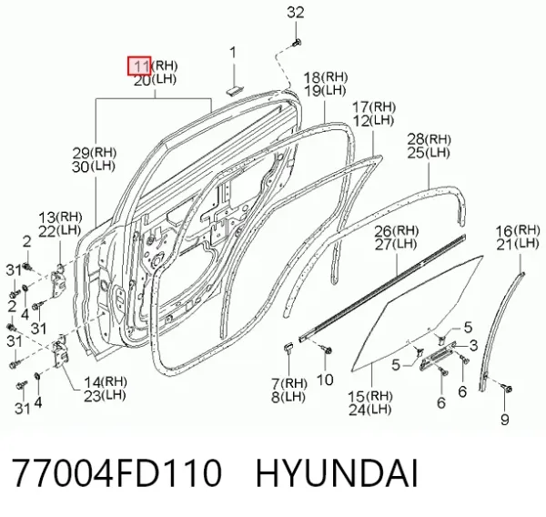 Двері задні, праві 77004FD110 Hyundai/Kia