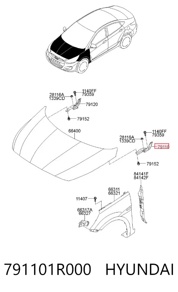 Петля капота, ліва 791101R000 Hyundai/Kia