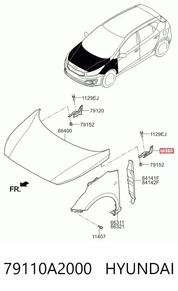 Петля капота, ліва 79110A2000 Hyundai/Kia