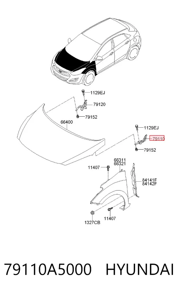 Петля капота, ліва 79110A5000 Hyundai/Kia