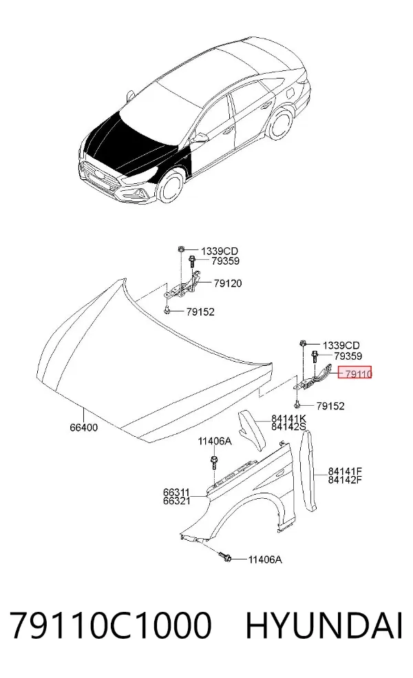 Петля капота, ліва 79110C1000 Hyundai/Kia