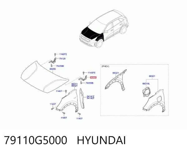 Петля капота, ліва 79110G5000 Hyundai/Kia