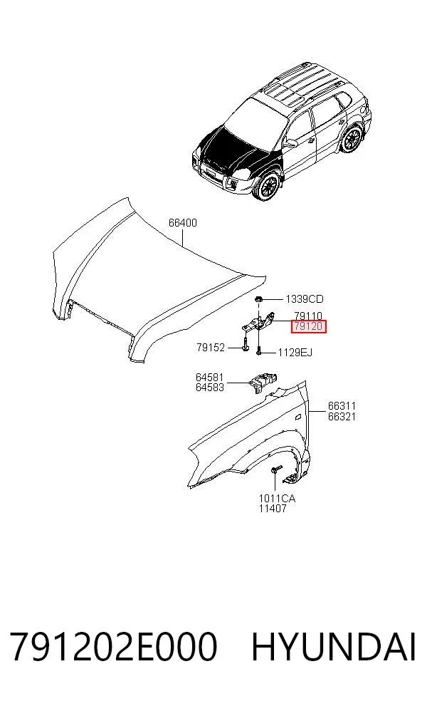 Петля капота, права 791202E000 Hyundai/Kia