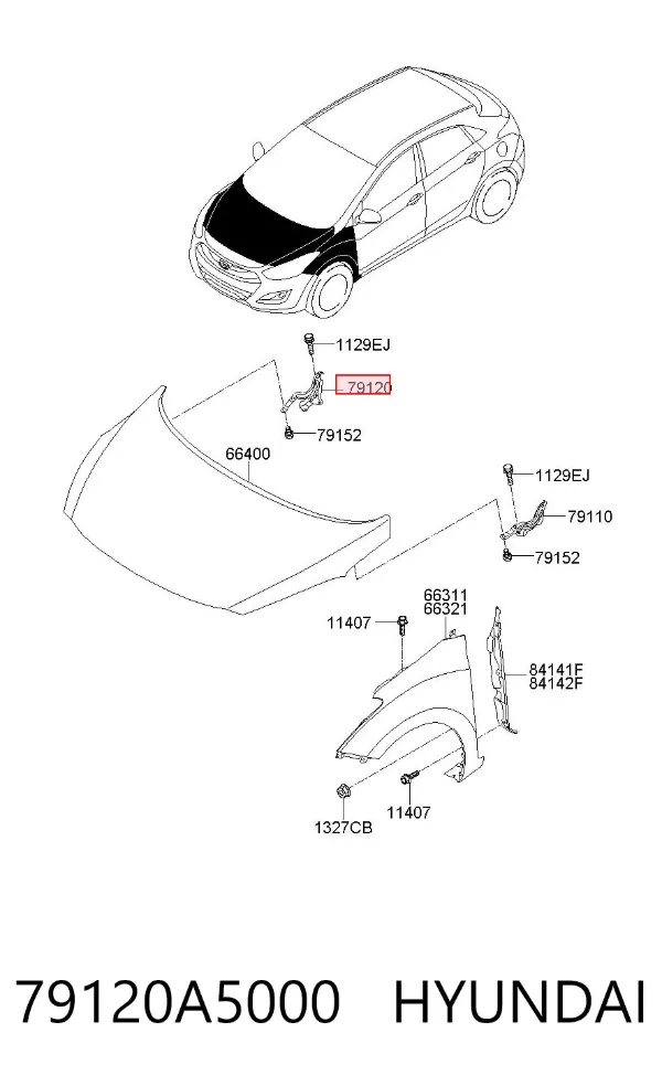 Петля капота, права 79120A5000 Hyundai/Kia