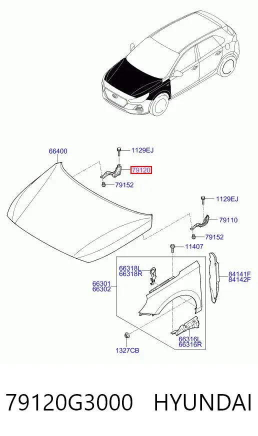 Петля капота, права 79120G3000 Hyundai/Kia