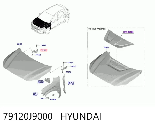 Петля капота, права 79120J9000 Hyundai/Kia