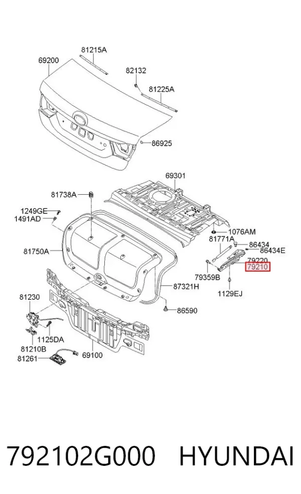 Петля кришки багажника 792102G000 Hyundai/Kia