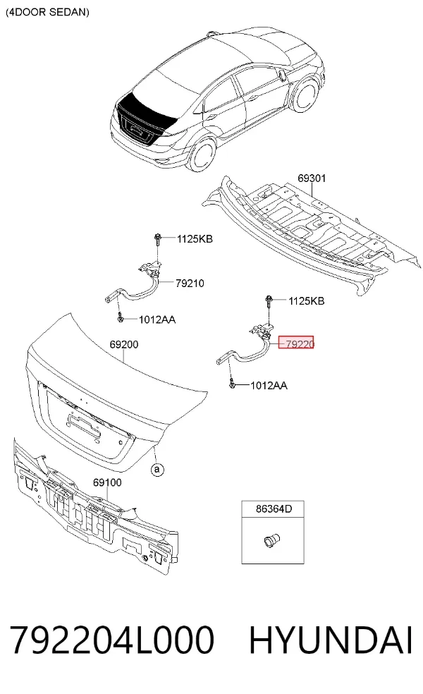 Петля кришки багажника 792204L000 Hyundai/Kia