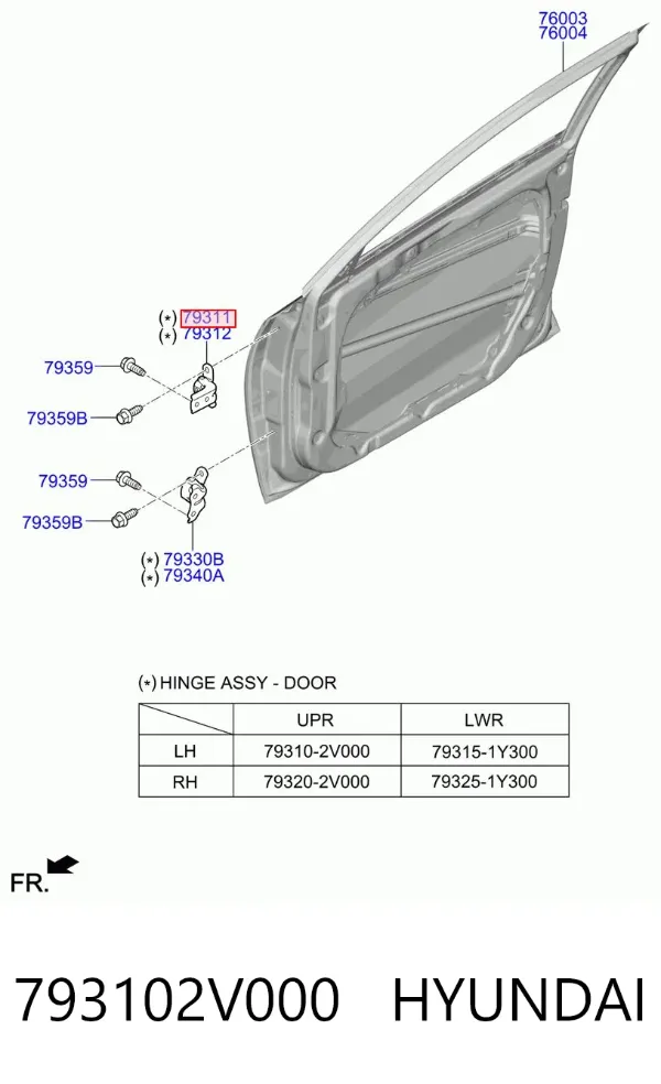 Петля передніх дверей, лівої 793102V000 Hyundai/Kia