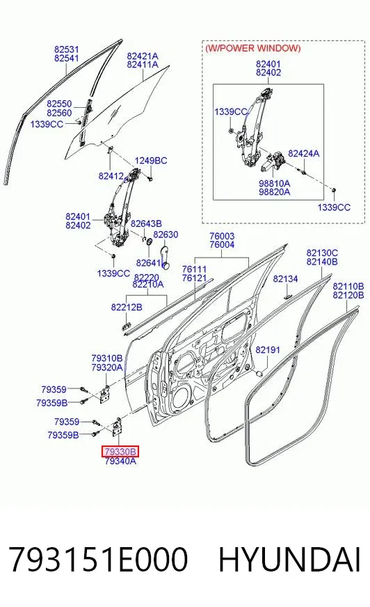 Петля передніх дверей, лівої 793151E000 Hyundai/Kia