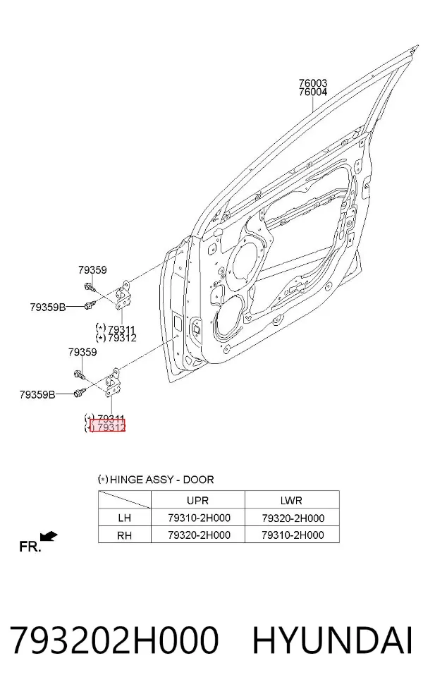 Петля заднтої двері, правої 793202H000 Hyundai/Kia