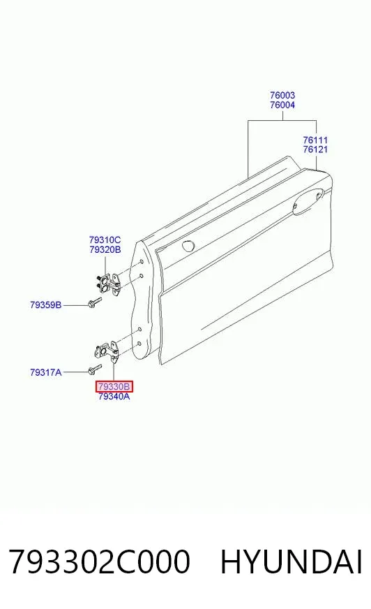 Петля передніх дверей, лівої 793302C000 Hyundai/Kia