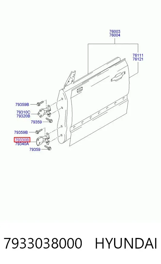 Петля передніх дверей, лівої 7933038000 Hyundai/Kia
