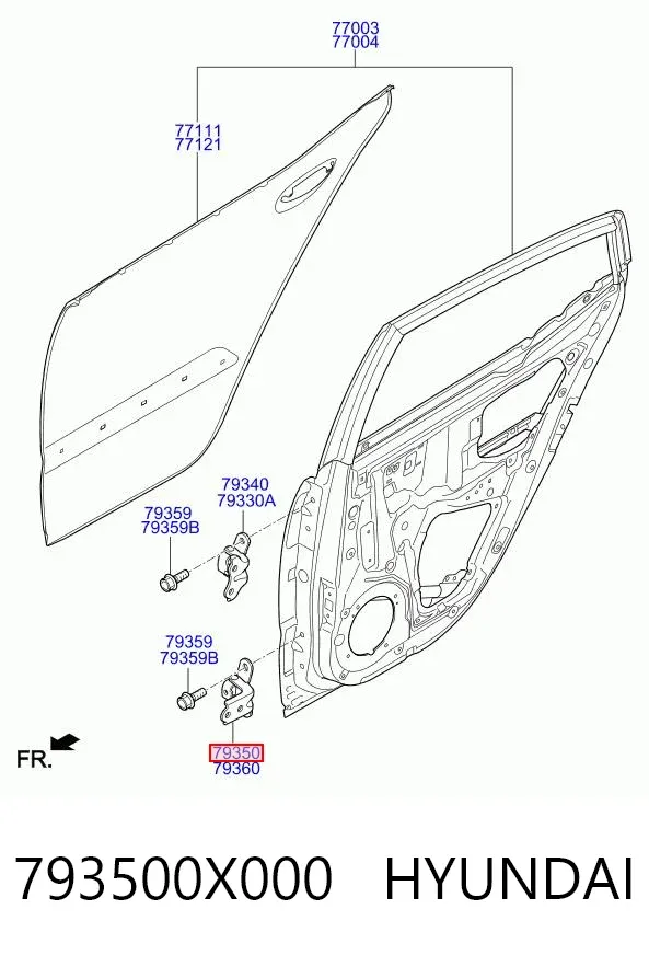 Петля заднтої двері, лівої 793500X000 Hyundai/Kia