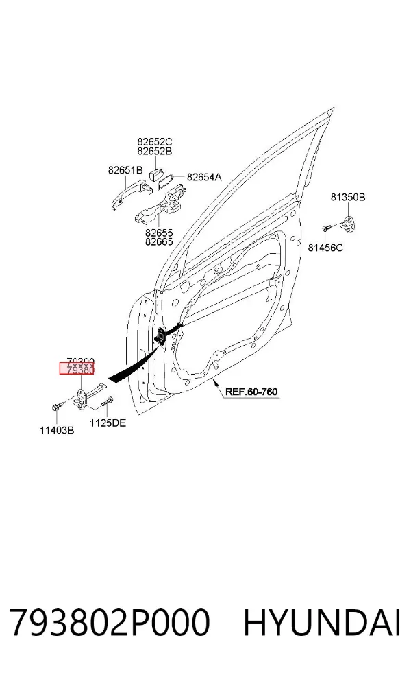 Обмежувач відкриття дверей, передній лівий 793802P000 Hyundai/Kia